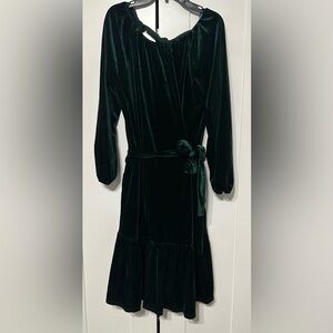 Draper James Deep Green Velvet Dress